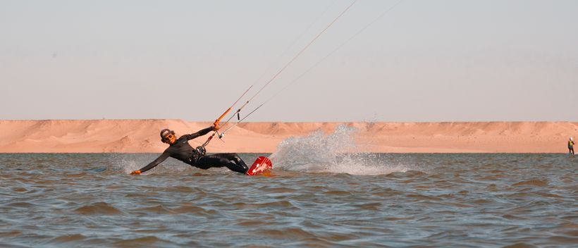 Abdo kitesurfing in the Dakhla lagoon